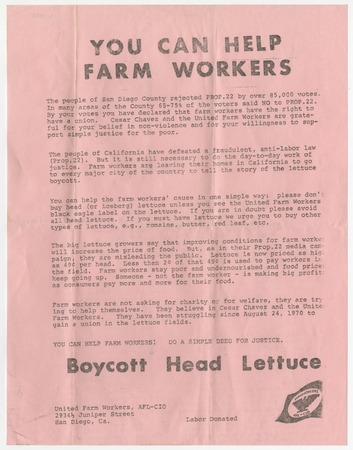 You can help farm workers, boycott head lettuce