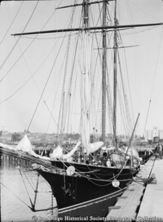 Docked sailing ship