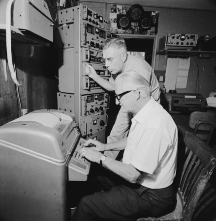James M. Snodgrass and Arthur B. Carter in radio shack