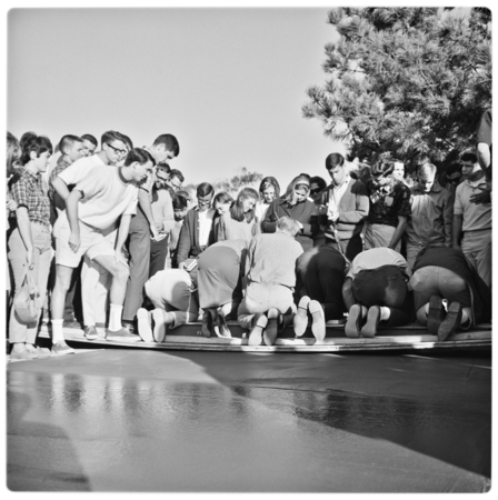 Class of 1968 Revelle Plaza cement signing