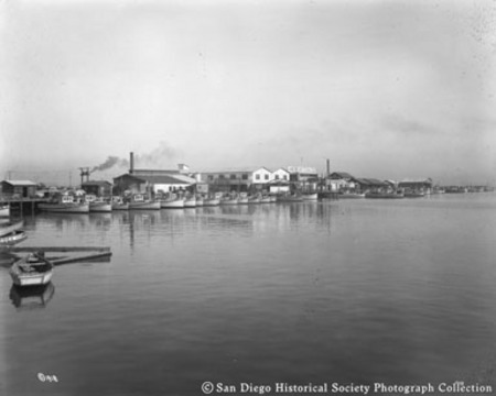 Fish canneries on Los Angeles waterfront, including American Tuna Company and Spano Packing Company