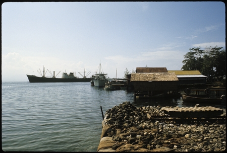 Ship and boats at a dock