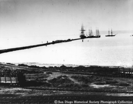 Ships docked at California Southern Railroad wharf, National City