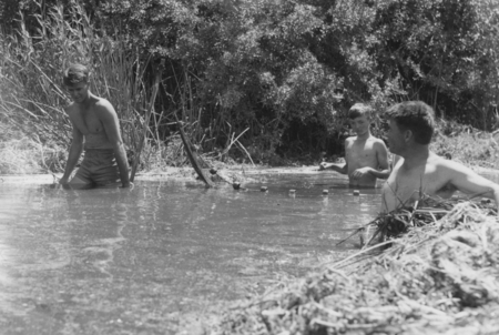 Swimming in a spring on Polkinghorne Ranch, Pleasant Valley, Nevada