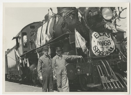 Locomotive 26 Elks Special, with engineer Earl Youngs and fireman Ed Enright