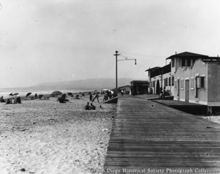 Beach and boardwalk at Mission Beach