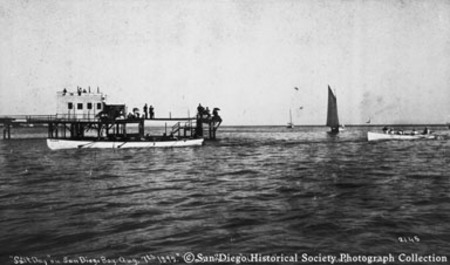 Salt Day on San Diego Bay, Aug. 7th, 1895, the Zlacs and Nereids [women&#39;s rowing clubs]