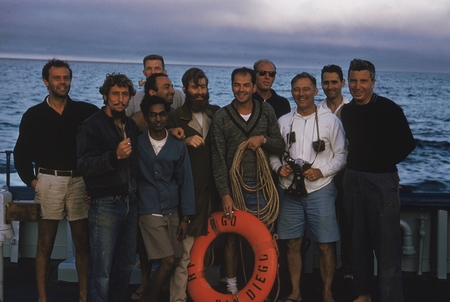 A few members of the R/V Argo crew, scientists, and other representatives from the Scripps Institution of Oceanography&#39;s S...