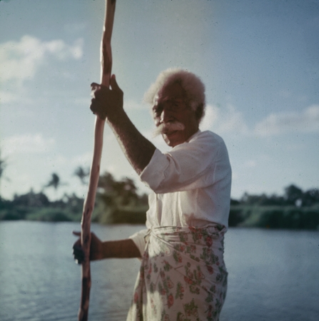 Fijian man in a canoe