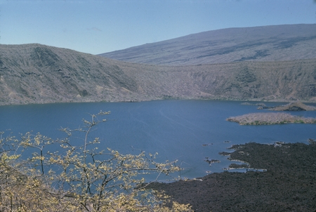 Caldera lake near &quot;Tagus Cove&quot; directly east of Fernandina Island on the west coast of Isla Isabela as seen during the Scr...