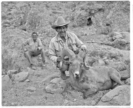 Isidoro Aguilar with mountain sheep