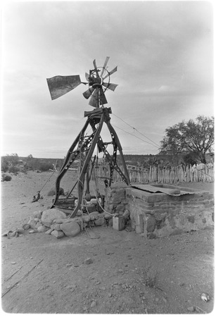 Windmill pump built from auto parts near San Ignacio