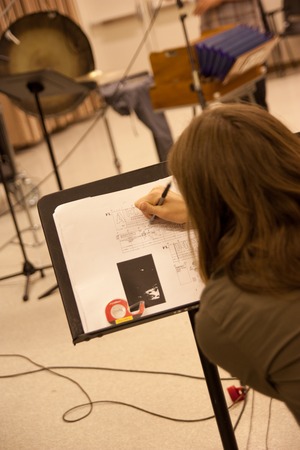 Ping: Rehearsal for 2011 UC San Diego performance: Rachel Beetz marking her score