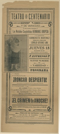 Teatro Centenario. Sexteto comico y de variedad ... Jueves 15 de marzo de 1917