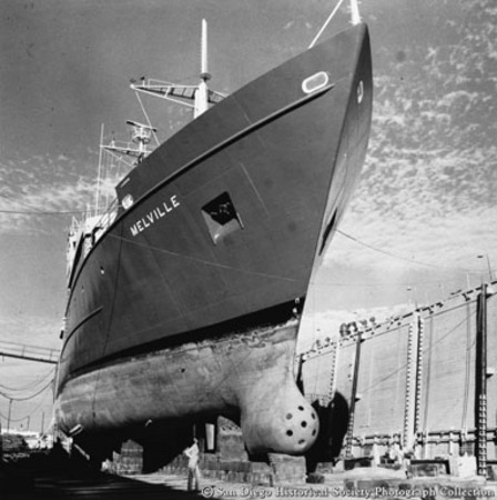 Scripps research vessel Melville in drydock