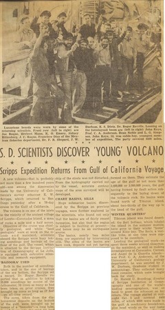 S.D. Scientists Discover &#39;Young&#39; Volcano; Scripps Expedition Returns fro Gulf of California