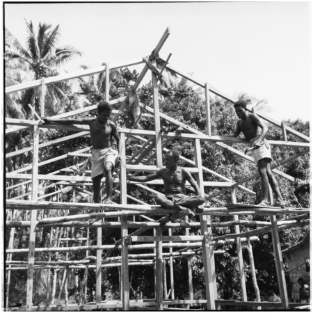 Men during construction of a building