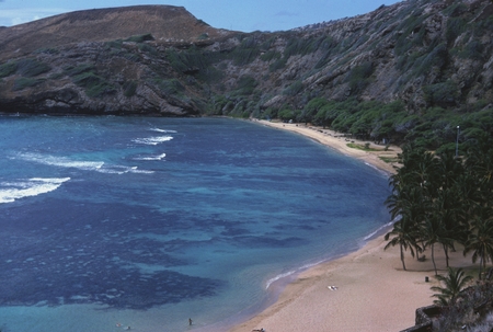 During a break from the Swan Song Expedition (1961) a member of the crew took this photo of Diamond Head, in Hawaii, as se...