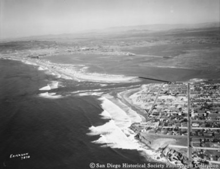 Aerial view of Ocean Beach and Mission Beach