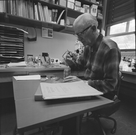 Martin W. Johnson in his office at Scripps Institution of Oceanography