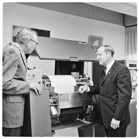 University Librarian Melvin Voigt at Computer Center