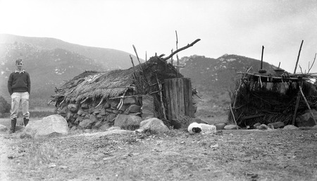 Hut in use at present by old Indian woman at San José, a former ranchería of Guadalupe Mission