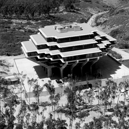 Aerial view of Geisel Library (looking southwest), UC San Diego