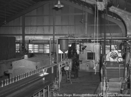 Interior view of American Agar Company kelp processing facility
