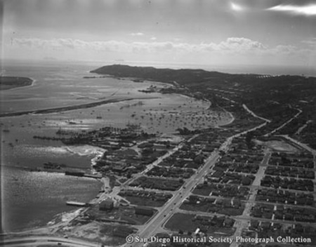 Aerial view of Point Loma and entrance to San Diego Bay