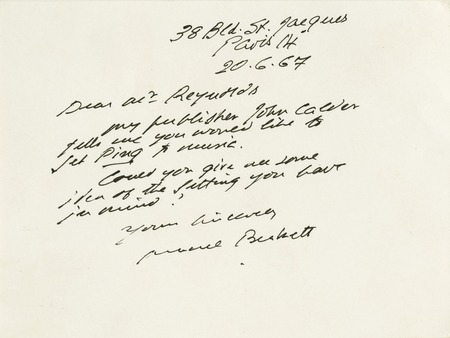 Ping: Correspondence: Postcard from Samuel Beckett to Roger Reynolds