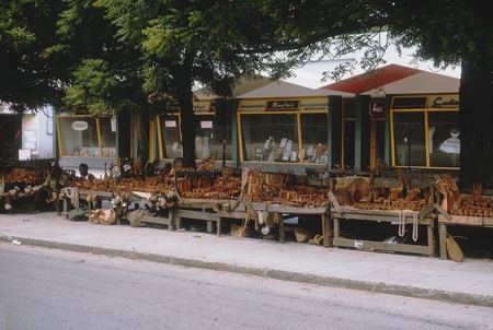 Monbasa street scene, carved animal sales