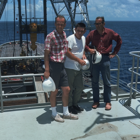 Left to right; Melvin N.A. Peterson professor of oceanography and who also directed the Deep Sea Drilling Project from Scr...