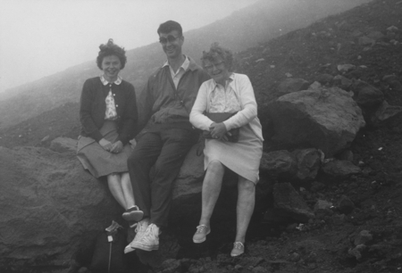 Frances Hubbs Miller, Robert Rush Miller, and Laura C. Hubbs on Mt. Fuji, Japan