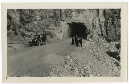 Group near roadside tunnel, Arizona