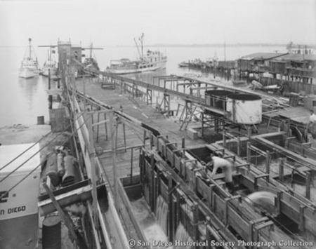 Pier and unloading area for Cohn-Hopkins Company cannery