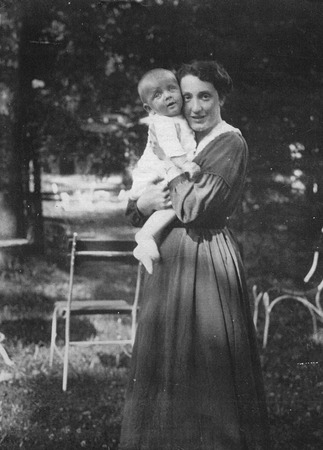 Walter Heinrich Munk as a infant, being held by his mother Rega Munk