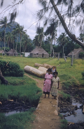 [Women and children outside] Native village Viti Levu, Fiji