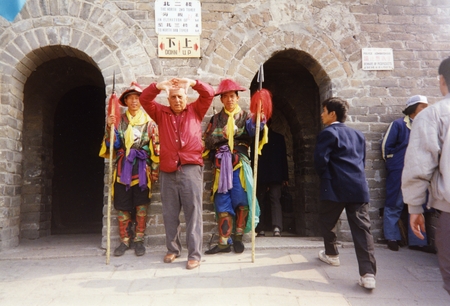 Edward D. Goldberg with two sentry guards in China. Goldberg was a marine chemist at Scripps Institution of Oceanography. ...