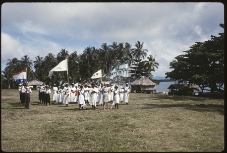 Christian Felowship Church members with flags and music