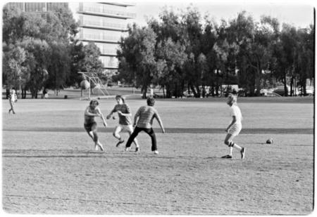 Men&#39;s soccer practice on Muir Field