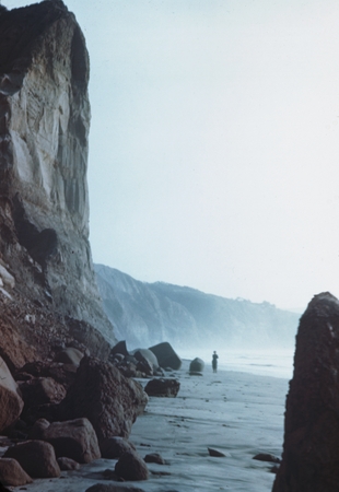 Some rocky formations on the shoreline of &quot;La Jolla Shores&quot; beach, La Jolla, California. February 1945.