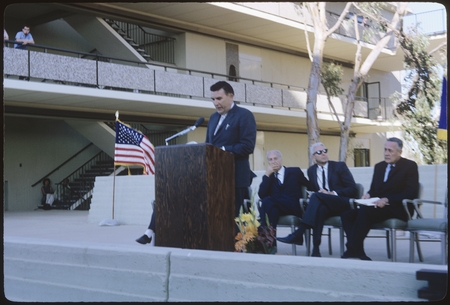 Herbert York speaking at the Revelle College dedication ceremony