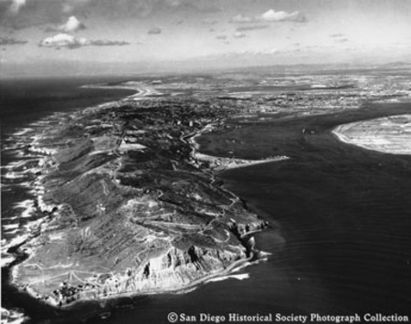 Aerial view of Point Loma and entrance to San Diego Bay