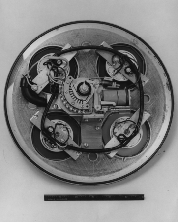 Underwater photometer - Bottom of underwater unit, showing photo-electric cells and switching system