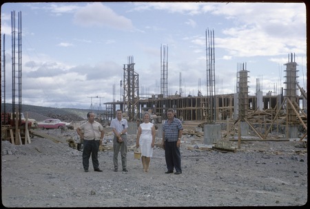 Ed Castro, Howard Hayford, Elena Flores and Bud Dugeau, Pichilingue ferry dock under construction in background