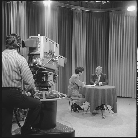 Chancellor William D. McElroy on set of &quot;Sun Up&quot; KFMB-TV