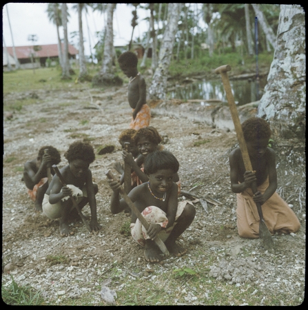 Children with sticks