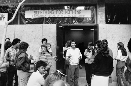 Jean-Pierre Gorin and students outside Mandeville Center&#39;s Annex Gallery