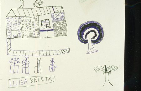 Luisa Keleta&#39;s drawing of her house shows bamboo pattern