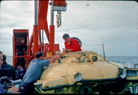 Cape VIII [Robert F. Dill on submersible on ship deck]